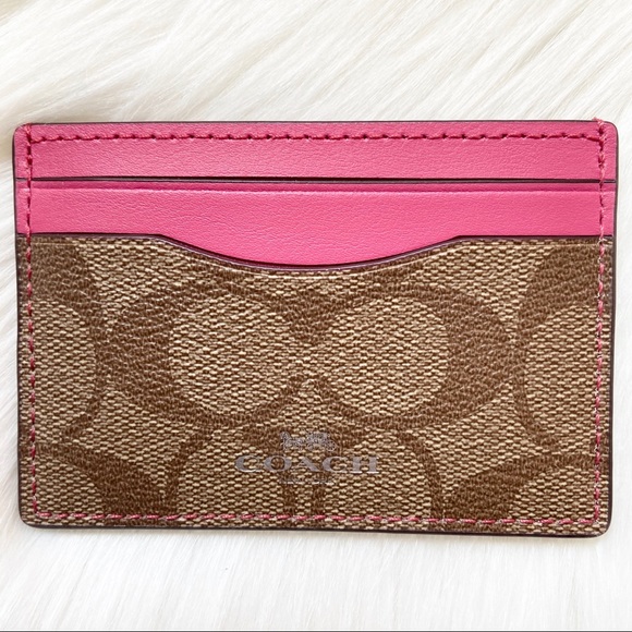 Coach Signature Print Monogram Leather Card Case Holder - Picture 2 of 5